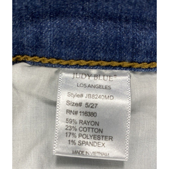 Judy Blue Jeans Womens Size 27 Skinny Distress Raw Hem Stretch Medium Wash Denim - Picture 5 of 14